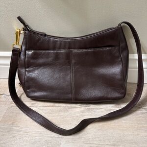 Etienne Aigner Vintage Brown Leather Shoulder Bag Gold Hardware